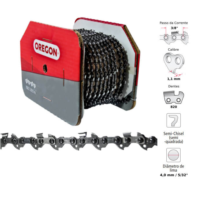 Corrente Motosserra 3/8" 1,1mm Semiquadrado bxp Oregon