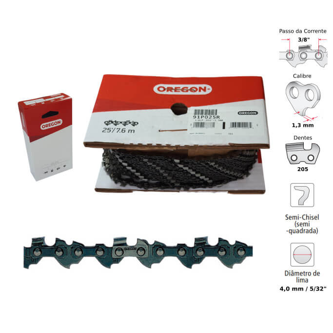 Corrente Motosserra 3/8" 1,3mm Semiquadrado