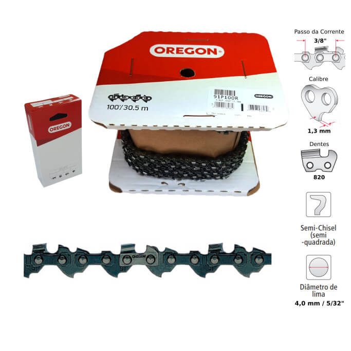 Corrente Motosserra 3/8" 1,3mm Semiquadrado