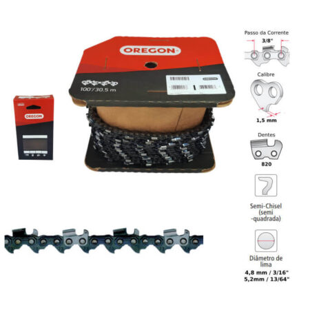 Corrente Motosserra 3/8" 1,5mm Semiquadrado