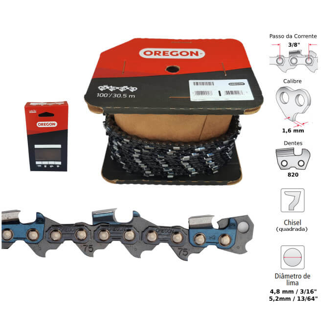 Corrente Motosserra 3/8" 1,6mm Quadrado