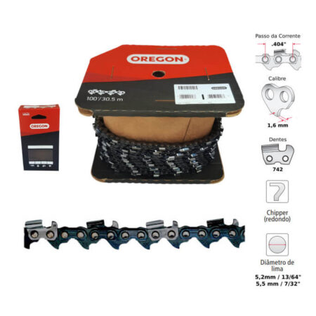 Corrente Motosserra .404" 1,6mm Redondo