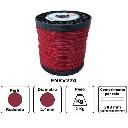 Fio de Nylon 2,4 mm x 12 m Redondo Alta Resistência p Corte