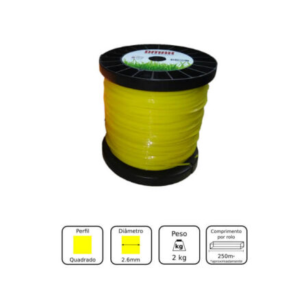 Fio de Nylon Quadrado 2,6mm