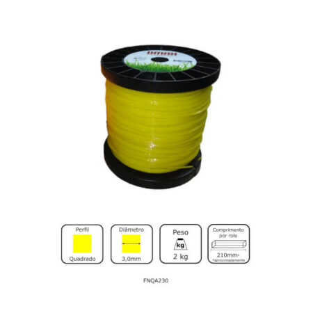 Fio de Nylon 3,0 mm x 220 m Alta Durabilidade para Roçadeira
