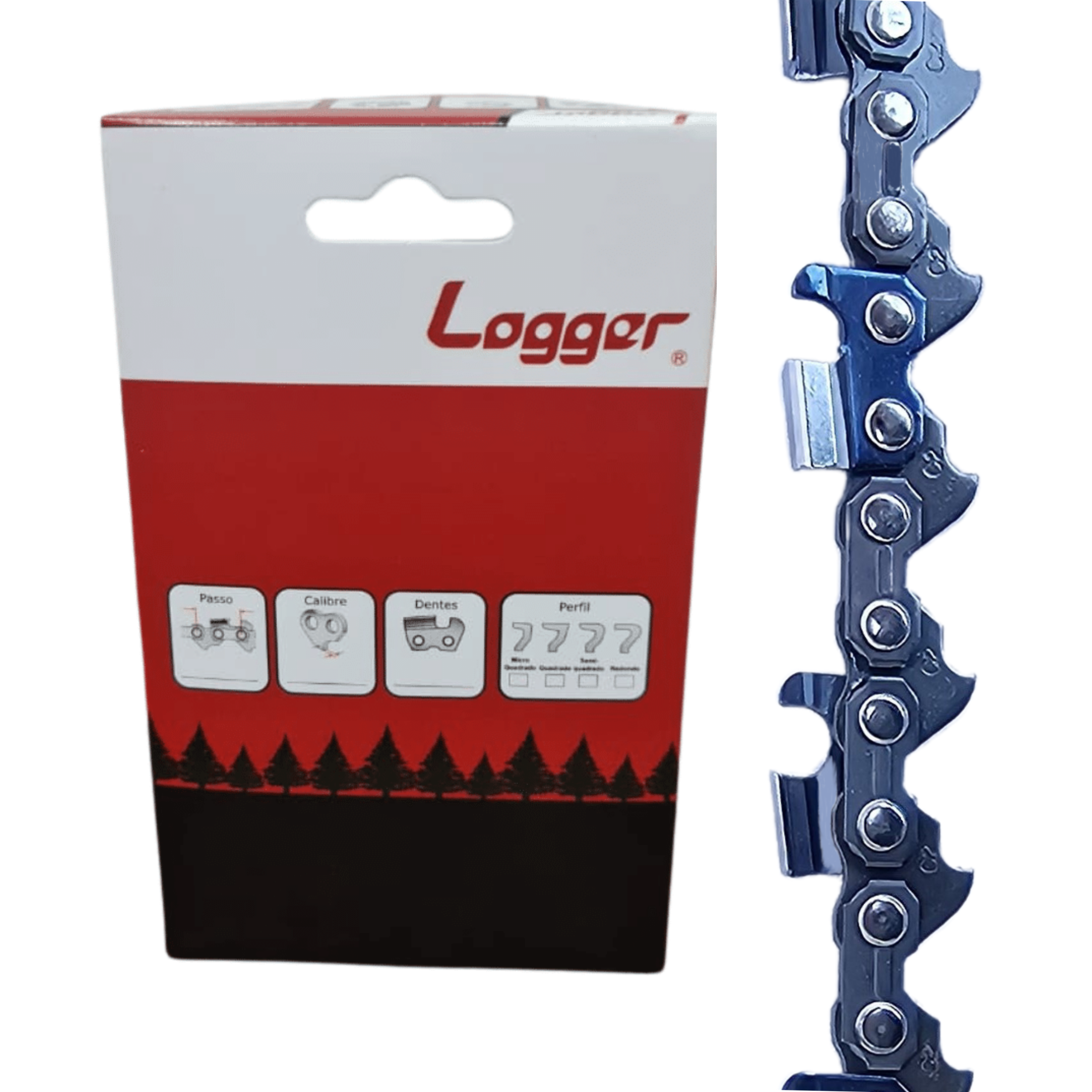 Corrente Motosserra 3/8 1,5mm Uma Guia Semi Quadrada Logger