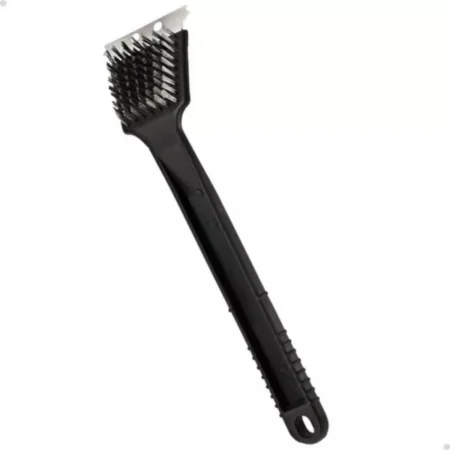 Escova Limpa Grelha Churrasqueira Cerdas Aço 30cm Preto
